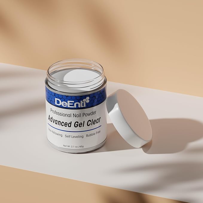 DeEnti Acrylic Nail Powder - 2oz Advanced Gel Clear|Professional Grade, Bubble-Free Acrylic Powder for Nails | Long-Lasting, Chip-Resistant Nail Acrylic Powder for Carving, Extensions & Fake Nails