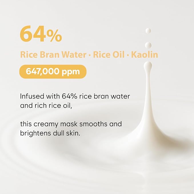 MIDHA RICE MASK, 3.38fl.oz/100ml, Hydrating, Smoothing, for Dull, Rough Skin, Pore Clearing, Wash off Pack Facial Mask, Mud Texture, Uneven Skin Tone