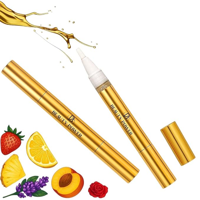 Beauty Power Nail Oil Cuticle Pen - Rose – Nail Strengthener & Growth Serum with Vitamin A, D, E, B5, Grapeseed & Natural Oils – Repair for Brittle, Peeling, Thin Nails – Twist Brush Pen
