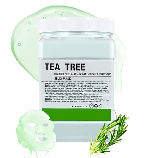 LUCKY CAT Jelly Mask for Facials Professional, Hydrating & Moisturizing Peel-Off Gel Jelly Face Mask Skin Care for Deep Hydration & Glow, Professional Spa Use for All Skin Types 23 Fl Oz (Tea Tree)