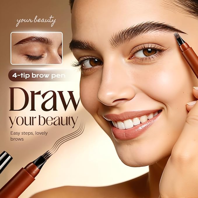 Microblading Eyebrow Pencils, 2026 Upgraded Waterproof 3D Microblading Eyebrow Pen, Ultra-Fine Tip for Natural Hair-Like Strokes, Smudge-Proof Long Lasting Brow Pen for Women (Red Brown)