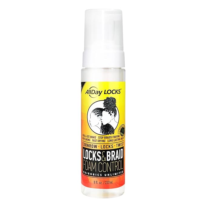 AllDay Locks Braid Foam - Long Lasting Mousse for Style & Shine, Braiding Foam for Women & Men, Sets & Seals for Easy Styling, Textured Haircare & Styling Protection - 8 oz Bottle