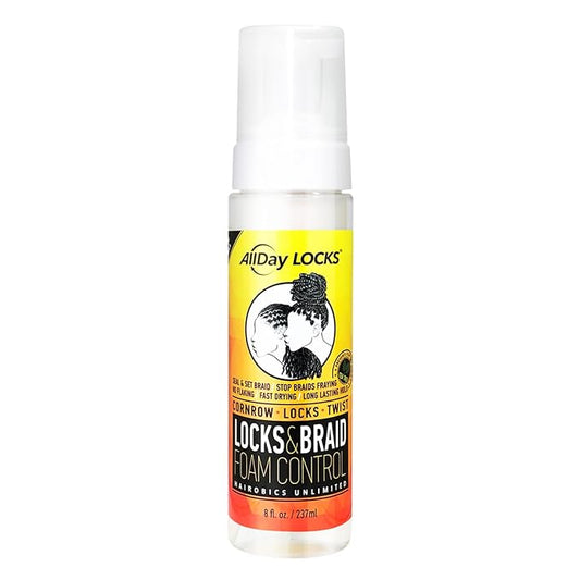 AllDay Locks Braid Foam - Long Lasting Mousse for Style & Shine, Braiding Foam for Women & Men, Sets & Seals for Easy Styling, Textured Haircare & Styling Protection - 8 oz Bottle