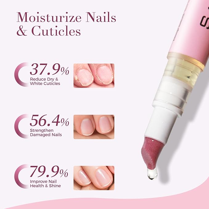 SASSYTIP Ceramic Cuticle Pusher & Oil Pen, 2ml Rose/Lavender Scented Nail Care Pen, Gentle Cuticle Remover for Dry & Damaged Nails, Hangnails, Moisturize Strengthen Brighten (Pink)