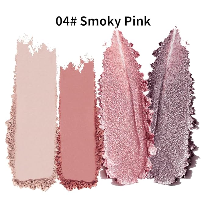 Warm Peach Eyeshadow Palette, 4 Color Peach Coral Matte & Shimmer Eyeshadow Quad, Soft Neutral Pink Shades, Long-Lasting Blendable Eye Makeup, Romantic Daily Makeup Gift for Women