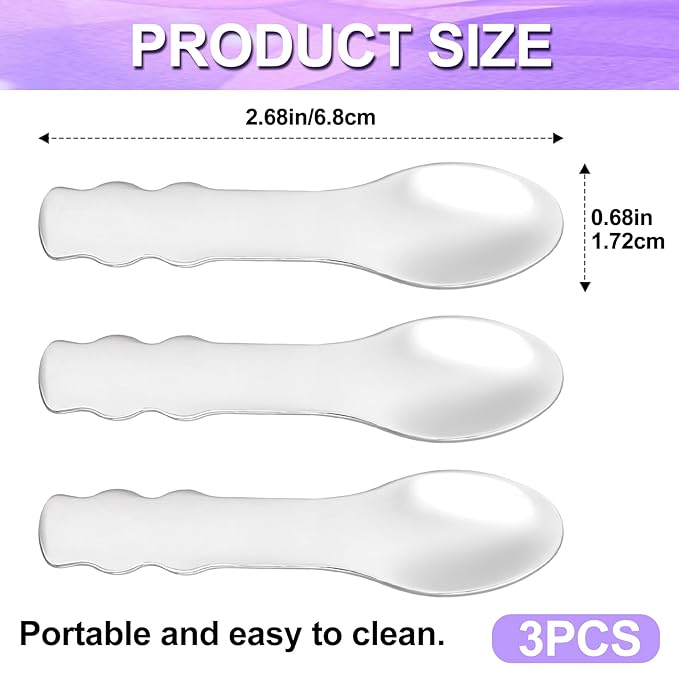 Pndeyo 3pcs Mini Metal Makeup Spatula, Reusable Cosmetic Cream Spatulas Spoon, Skincare Scoop Applicator Facial Massage Beauty Tools for Mixing and Sampling Face Eye Cream- Silver