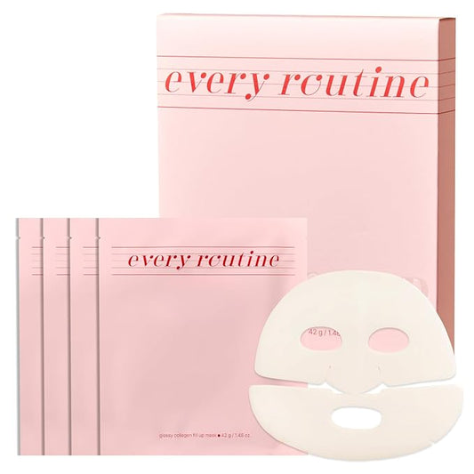 Glossy Collagen Fill Up Mask, Hydrating Hydrogel Face Mask, Firming, Elasticity, Radiance, Anti-Aging Skincare, Korean Beauty, Self Care Gift for Women | 1.48oz (42g) x 4ea