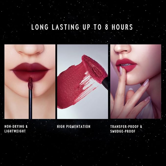 NEBULA VELVET LIP CREAM-Long Lasting Lip Stain, Waterproof and Transferproof Lip Tint, Matte Finish, Smooth Out Lip Lines, Lightweight & High Coverage, Stocking Stuffers (14 STARBLUSH)
