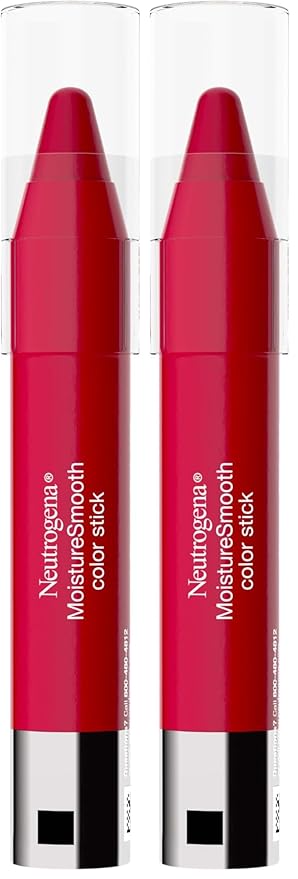 Neutrogena MoistureSmooth Color Stick, Cherry Pink | Moisturizing Formula | Contains Shea Butter | Pack of 2