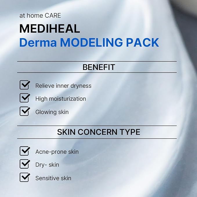 Mediheal Derma Modeling Pack (Hyaluronate) - Deep Hydrating For Moist Skin - Easy DIY Home Spa Kits, Hydrating Icy Jelly Mask For Skin Refreshment