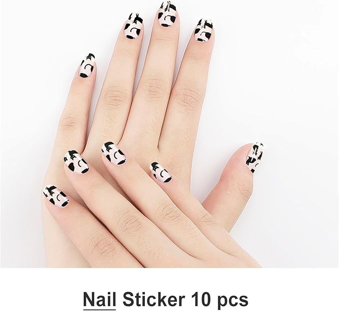 WUXEKZO Black Cats Nail Decals Stickers - 5 Sheets, Full Cover Nail Stickers Wraps Decals DIY Nails Art Decor for Women Nails Supplies Manicure Decorations