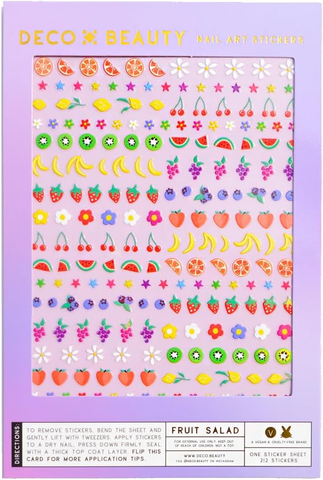 Deco Beauty Fruit Salad- Super Thin & Easy-to-Apply Nail Art with The Cutest Designs - Durable & Long-Lasting Nail Art Stickers and Decals for Women, for DIY at-Home Manicures & Salon-Quality Nails