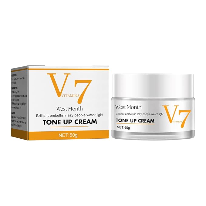 Brightening Moisturizer for a Radiant Glow, V7 Tone Up Cream with Vitamin C & Hyaluronic Acid, Lightweight Non-Greasy Formula for Daily Hydration and Even Skin Tone, 50g