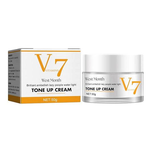 Brightening Moisturizer for a Radiant Glow, V7 Tone Up Cream with Vitamin C & Hyaluronic Acid, Lightweight Non-Greasy Formula for Daily Hydration and Even Skin Tone, 50g
