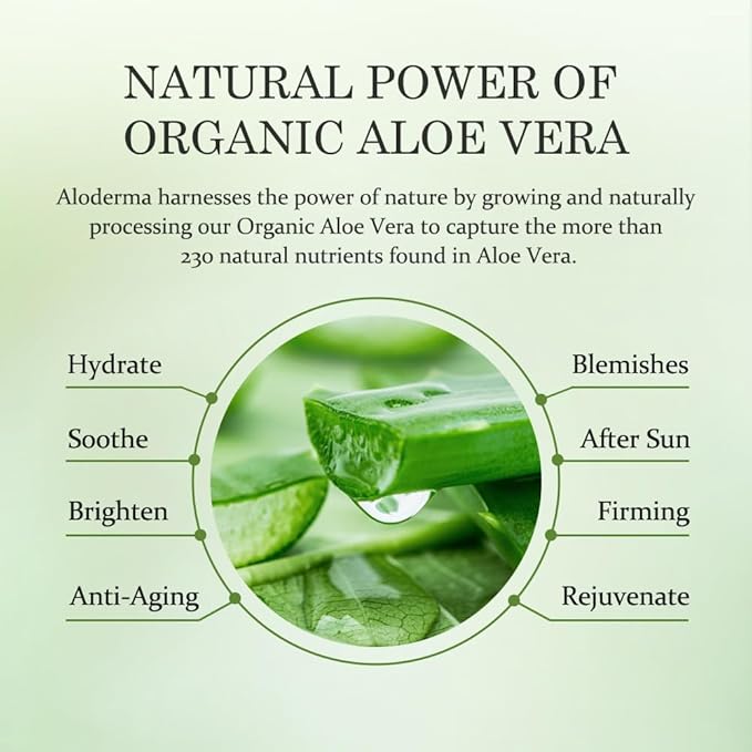 Aloderma Hydrating Aloe Face Serum Made with 65% Organic Aloe Vera - Deep Moisturizing Lightweight Aloe Vera Facial Serum with Hyaluronic Acid for Flawless Skin - Nourishing Serum for Face - 1.7oz