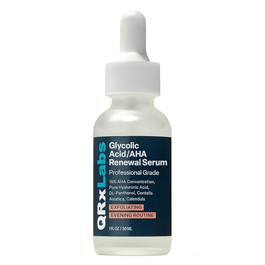 QRxLabs 15% Glycolic Acid Face Serum - Brightening Serum & Dark Spot Corrector - Gentle Face Exfoliator - Anti-Aging Skin Care for Fine Lines & Wrinkles - 1 Fl Oz
