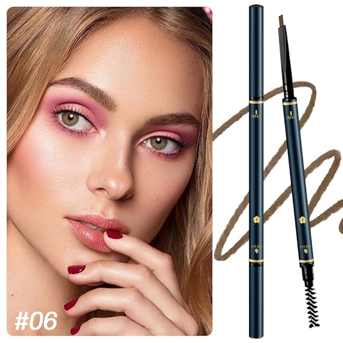 5 Pcs Eyebrow Pencils for Women, Waterproof Professional Makeup Micro Brow Pencil, Light Brown Brow Kit with Eyebrow Brush, Ultra-Fine Mechanical Pencil, Vegan&Cruelty-Free (C06#Dark Brown)