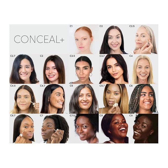 Fitglow Beauty Conceal+ | Vegan Full Coverage Concealer Skincare with Vitamin K + Green Tea | Corrects Dark Circles, Blemishes & Redness | Non-Creasing, Natural Finish | C2.5-6g