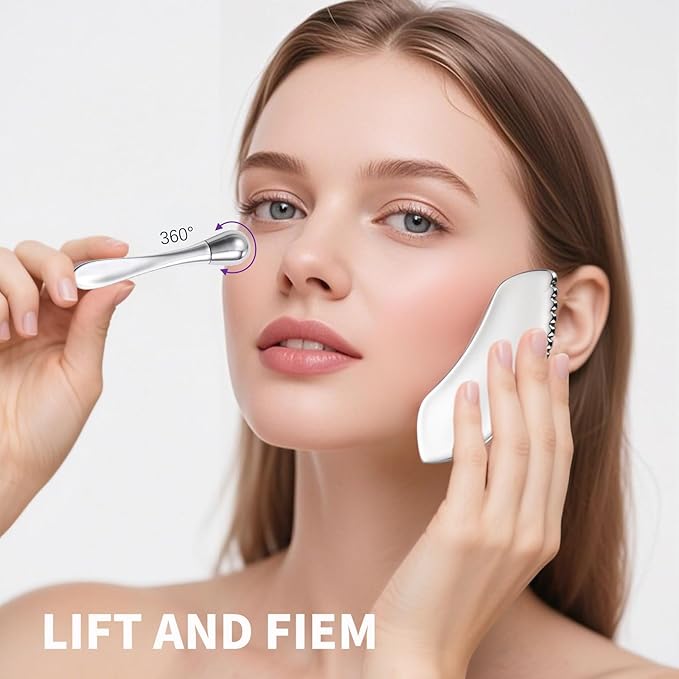 annrose Stainless Steel GuaSha Tool & Eye Cream Applicator Facial Tools, Metal Detail Guasha for Face Neck, Eye Massager Tool, Lymphatic Drainage Face Massage Tool, Skin Care Gift