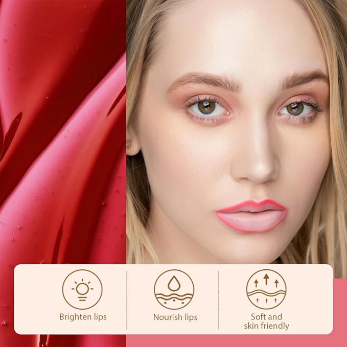 JUAAZIN Matte Lip Stain Peel Off Lip liner with Tweezer, Pinkish Red Peel Off Lip Stain, Long Lasting Waterproof Lipstick Lip Gloss Tattoo, Transfer-proof for All Skin Types, 0.12 fl oz 06#