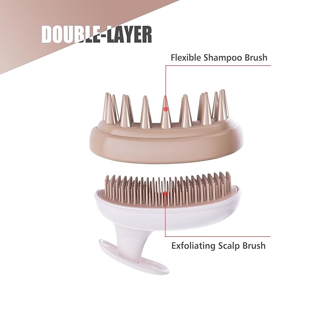 Rebex Scalp Massager Shampoo Brush,Scalp Scrubber,Exfoliator for Removing Dandruff & Hair Growth,Detangling Scrubber for All Hair(WhiteBrown)