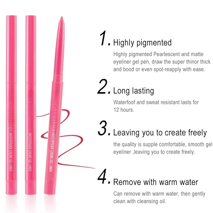 eyeliner pencil retractable eyeliner creamy pigmented smudge proof eye liner pen 2 Pcs White
