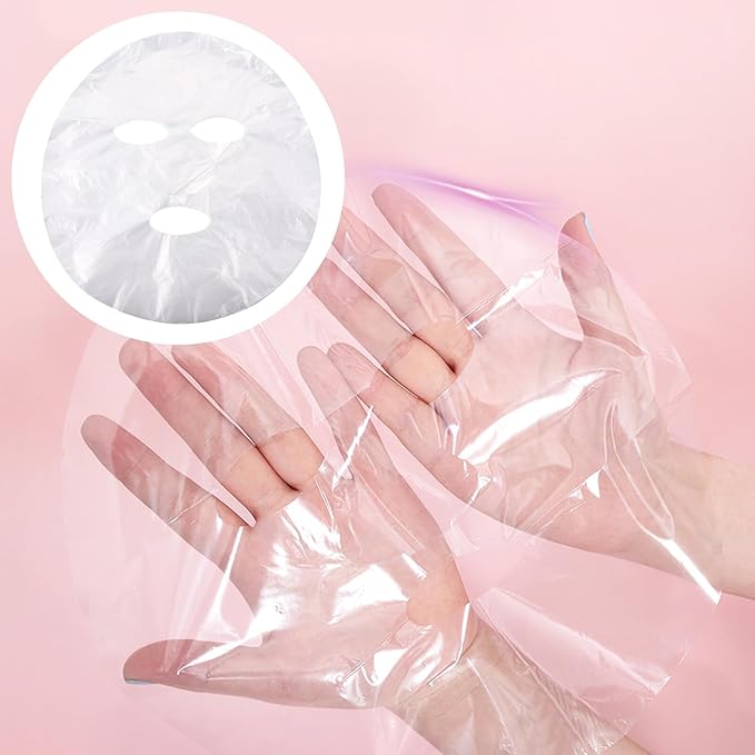 HOMOCONO Disposable Plastic Facial Mask Sheets Neck Mask Patches, 400 Pieces Set (200 Face + 200 Neck), Salon Hydrotherapy Wraps for Skincare Treatment and Spa Use