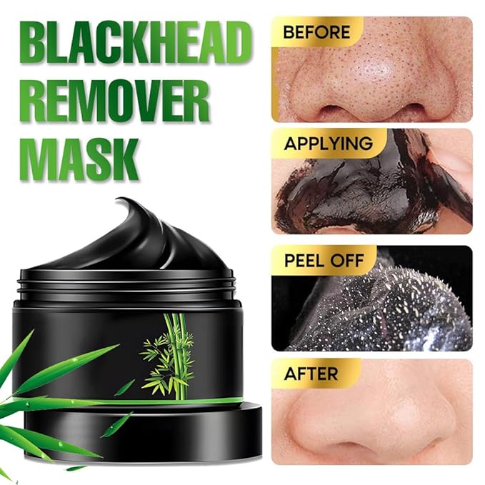 Black Charcoal Peel Off Face Mask For Men, Black Head Remover Facemask, Black Activated Charcoal Face Mask Skincare peel off, Blackhead Remover Strip Facial Mask for All Skin Types, 120g