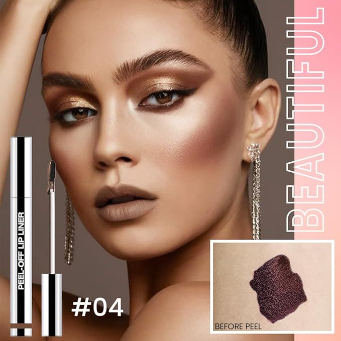 JUAAZIN 2Pcs Matte Liquid Lip Stain Peel Off Lip liner Tattoo, Matte Peel Off Lip Stain, Long Lasting Waterproof Lipstick Lip Gloss Stain, Transfer-proof for All Skin Types (0.24 fl oz-04#+05#)