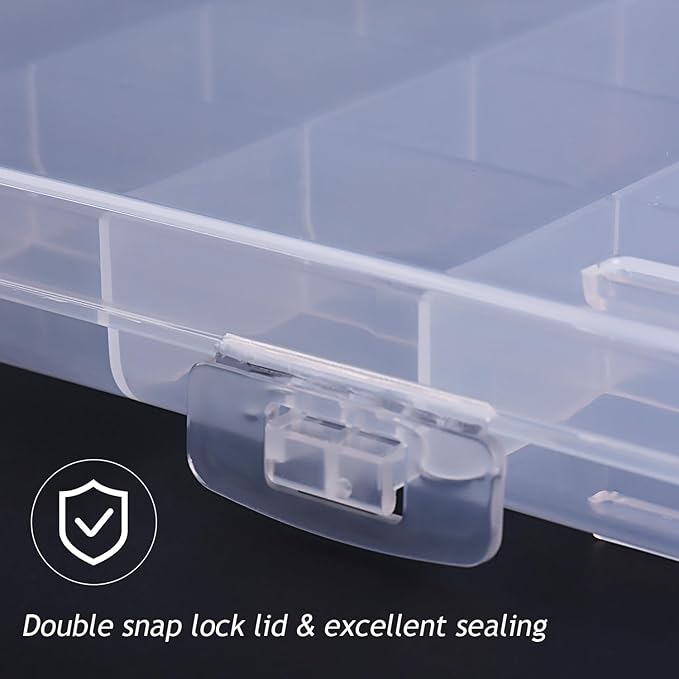 Fspronail 42 Grids Clear Large Plastic Organizer Box With Dividers, Bead Organizers And Storage Compartment Container For Nail Accessories/Jewelry/Craft/Screw/Small Parts/Diamond Painting Art Tools
