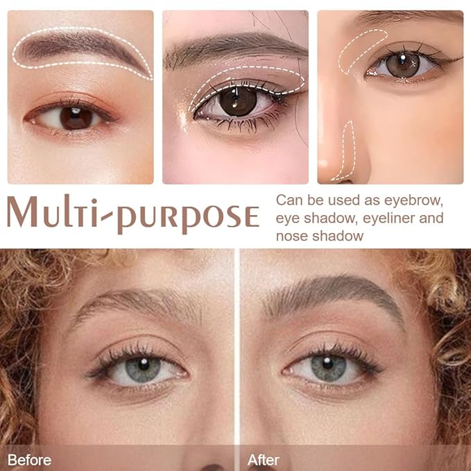3 Colors Eyebrow Powder Kit for Women, Long-Lasting Waterproof Matte Brow Powder, Eye Brow Powder with 2 Double-ended Eyebrow Brush, Purse-Friendly Compact (A02#Smoky Gray, 1Pcs)