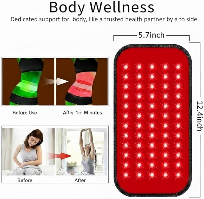Portable Red Light Therapy Mat, Red Light Therapy Pad for Waist Back Shoulder Muscle Pain Relief (60 LEDs)