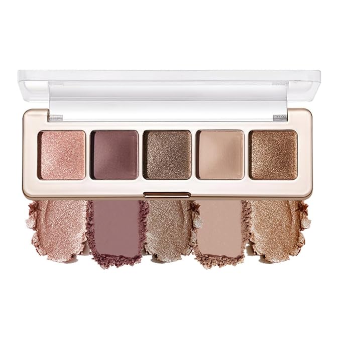 Neutral Eyeshadow Palette 5 Colors, Nude Brown Matte & Subtle Shimmer Shades, Highly Pigmented Blendable Long-Lasting Powder, Smooth No-Fallout Daily Eye Makeup Palette for Work and Natural Looks-C04