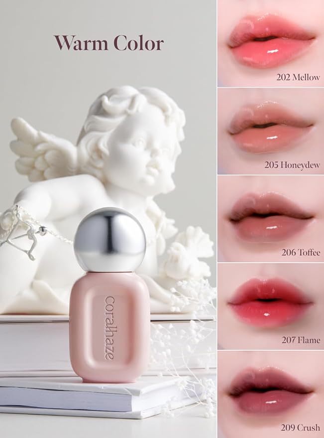 CORALHAZE Dew Drop Tint #204 Rare 4.5g, Glossy, Lightweight Lip Stain, Glass-Like, High Shine, Moisturizing Lip Oil, Long Lasting Color, Hydrating Gloss, Dewy Finish, Korean Beauty Makeup