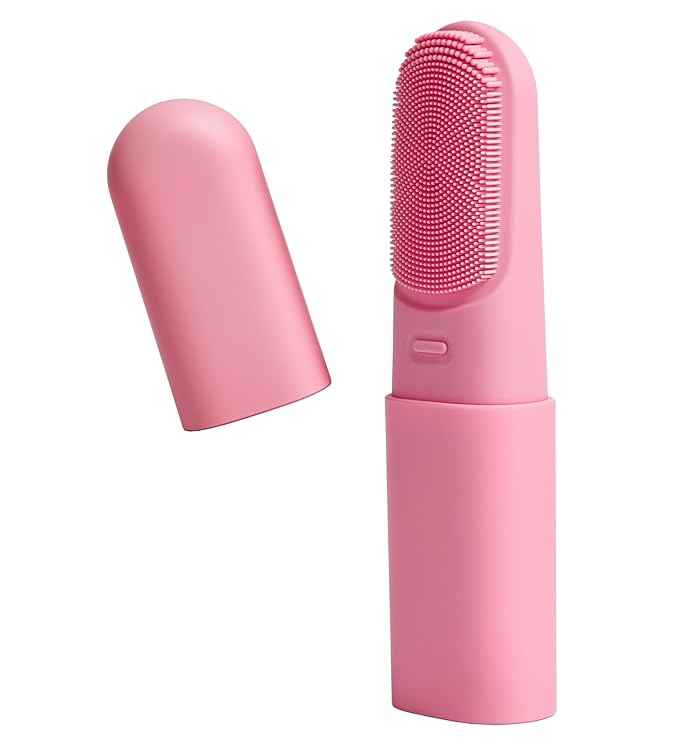 Facial Scrubber Electric Facial Cleansing Brush with Heated, Makeup Remover Cleansing Exfoliating and Massaging,3 Modes,Waterproof Rechargeable Portable Facial Brush for Woman & Men(Mist Rose Pink)