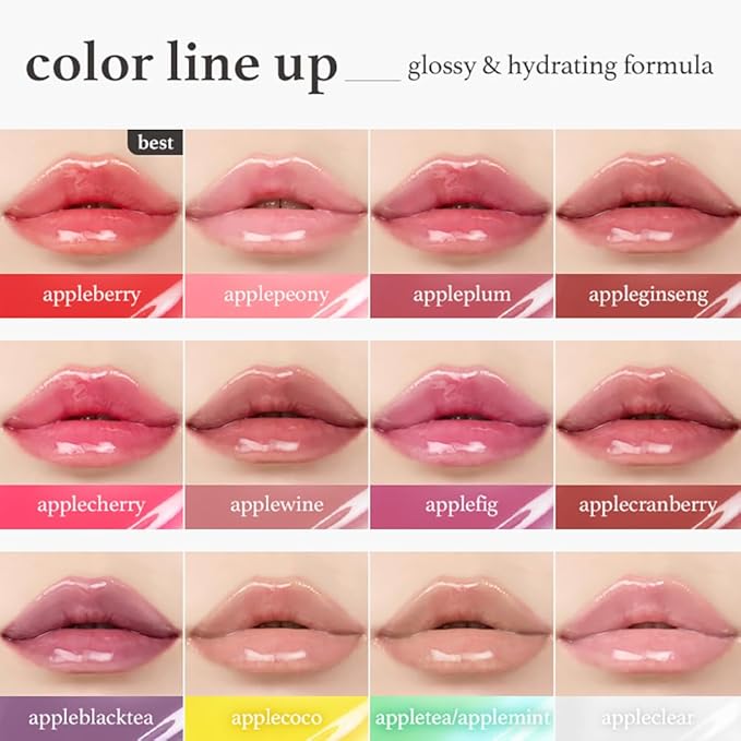 NOONI Korean Lip Oil - Applecranberry | Long-Lasting, Moisturizing, Plumping, Revitalizing for Dry Lips, Waterproof, No Peel Off, Hydrating, Stocking Stuffers, Gifts For Teen Girls, 0.12 FL Oz