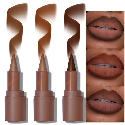 BAISEN DIARY 2-in-1 Gradient Lip Liner and Lipstick Lip Combo Set - Achieve Flawless Contour and Gradual Ombre Effect with Easy-to-Use Crayon Form and Cone Tip (01&04&06, 1 Count (Pack of 3))