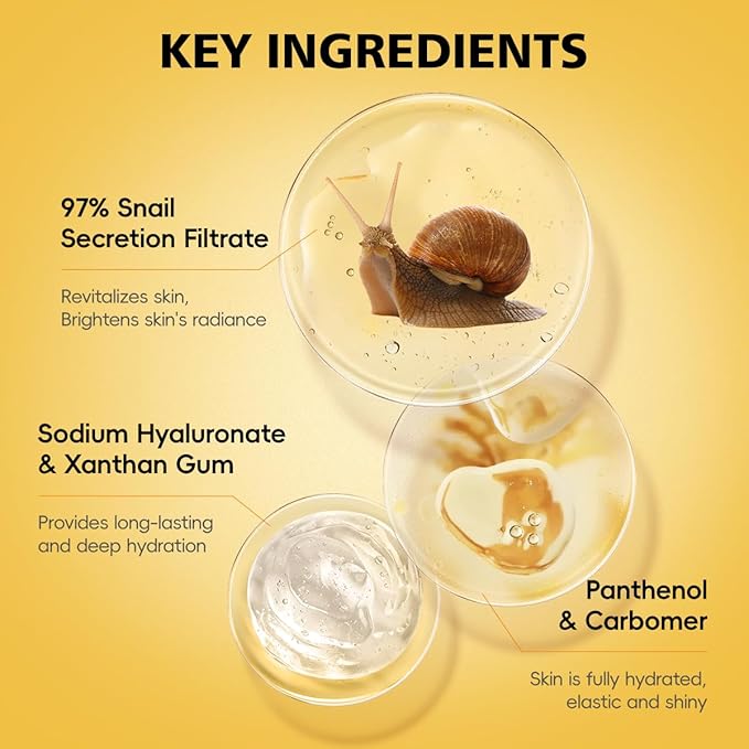 Snail Mucin 97% Hydrating Face Serum 120ml, Moisturizing Essence with Snail Secretion Filtrate for Soft, Smooth & Radiant-Looking Skin, Suitable for All Skin Types