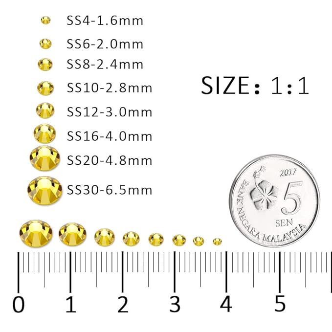 1440Pcs Lemon Yellow Crystal Rhinestones,Glass Flatback Rhinestones Gemstones Mini for Nail Face Makeup Art Crafts Clothes Decoration -(SS8, 2.4mm,Lemon Yellow)