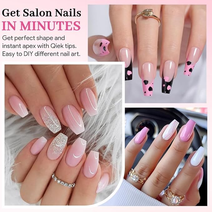 Qiek Medium Coffin Fake Nail Tips, 15 Sizes 240 PCS Clear Half Matte Press On False Nail Tips Pre-shaped Half Soft Cover Gel Nail Tips Extensions Thick Long Lasting for DIY Beginners & Salon Manicure