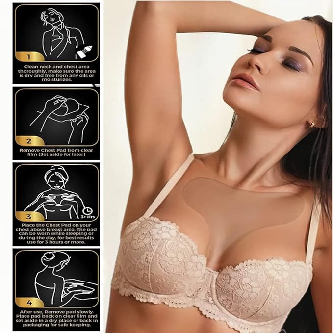 YIshiQI Neck Wrinkle Patches Chest Wrinkle Pads Pack of 4 -Antiwrinkle Silicone Pad- Silicone Facial Neck Sheet Reusable and Washable Wrinkle Patches Moisturizing for Treatment While Sleeping