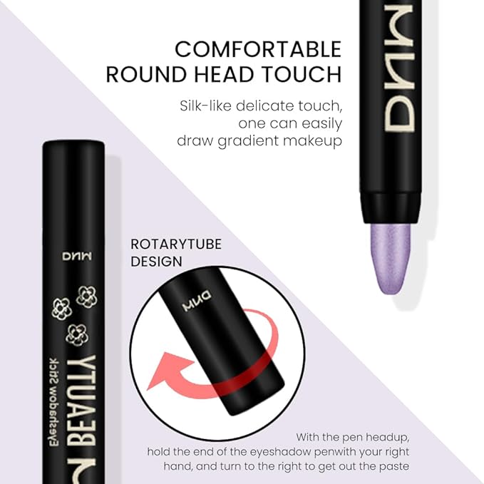 evpct 4Pcs Cream Eyeshadow Pencil Bulk Stick Set for Eyes Waterproof Pink Light Purple Violet Mocha Beige Shimmer Metallic Eyeshadow Crayon Stick sombras en crema para ojos