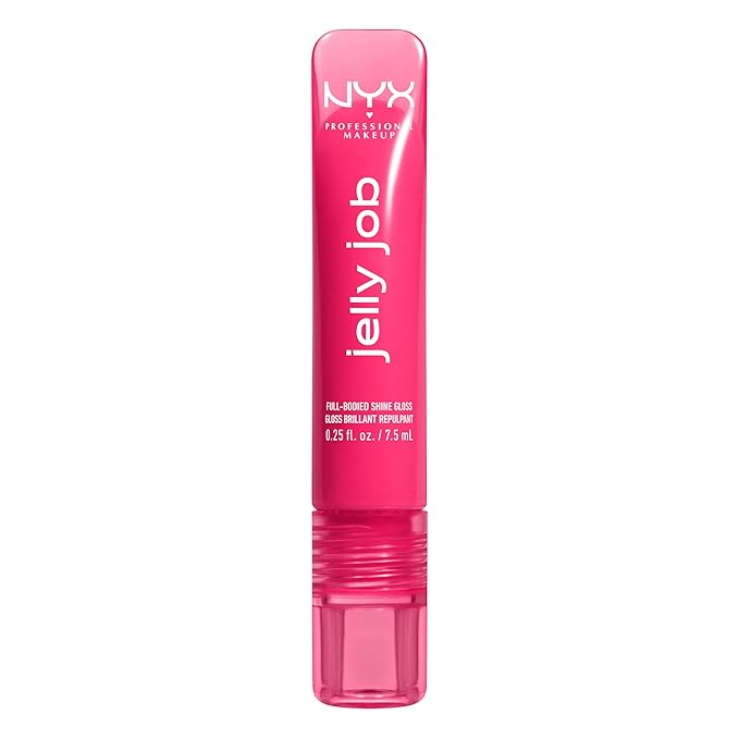 NYX PROFESSIONAL MAKEUP Jelly Job Lip Gloss, Lip Tint Gloss with Full-Bodied, Smoothing, and Hyper-Glossy Shine - Juicy Jelly (Bright Pink)