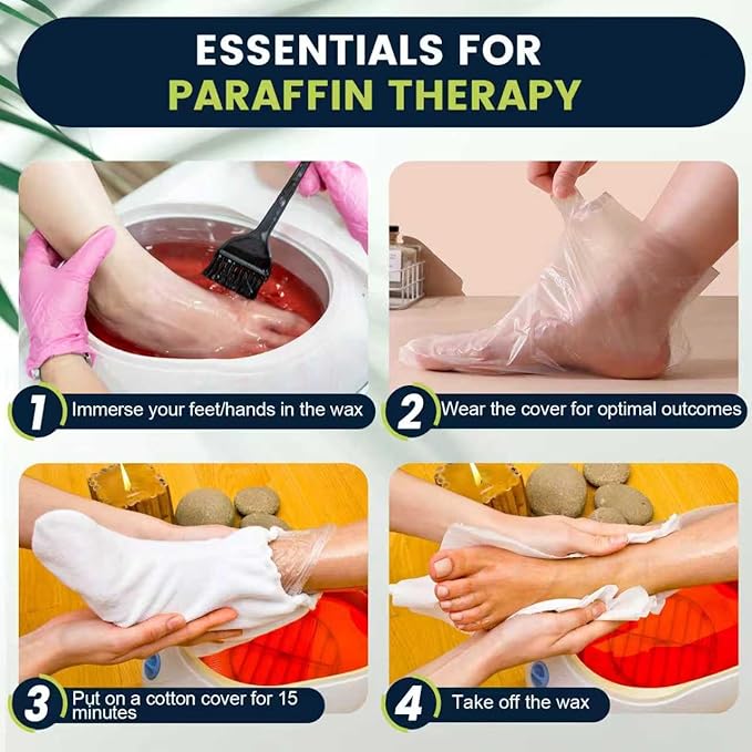 TEAWOO 200PCS Disposable Hand & Foot Mask Set, 100P Hand Masks + 100P Foot Masks with Stickers, Leak-Proof Moisturizing Covers for Paraffin Therapy & at-Home Skin Care (Feet Fit up to US 13)