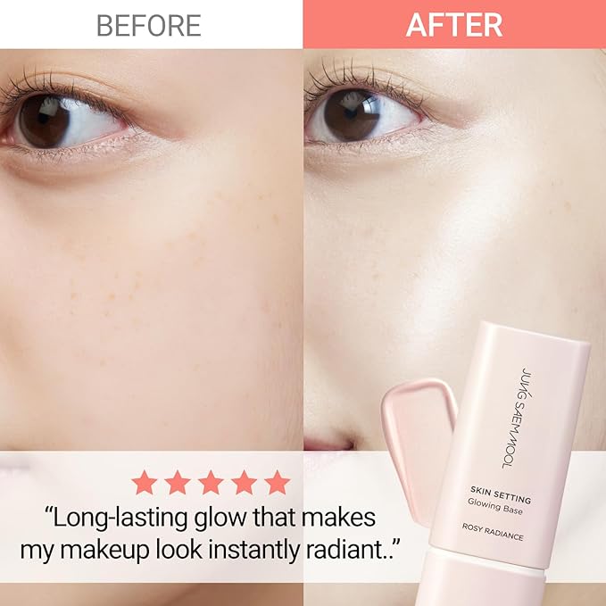 JUNG SAEM MOOL Skin Setting Glowing Base 1.35 Fl Oz, Hydrating Primer with Fine Pearls for Radiant Glow, Pore-Smoothing Pink Flower Complex, Makeup Base for Dry and Combination Skin, Korean Makeup