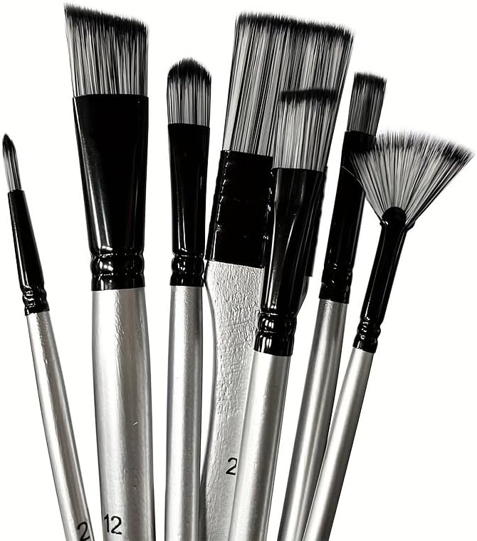 CPLAGYUEWZ Paint Brushes Set, 1 Pack 7 Pcs Round-Pointed Tip Nylon Hair Artist Acrylic Paint Brushes for Acrylic Painting Oil Watercolor, Face Nail Art, Canvas, Miniature Detailing & Rock Painting