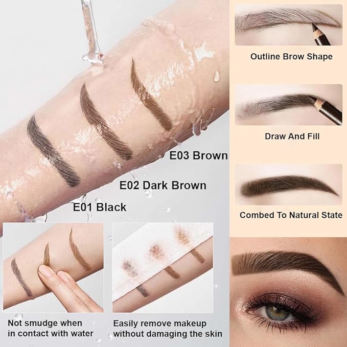 Eyebrow Pencils for Women, 12Pcs Hard-Core Wooden Eye Brow Eye Liner Pencils for Beginner Makeup, Black Coffee Brown Colors, Waterproof & Sweat-Proof (Coffee-12 Pcs-E02)