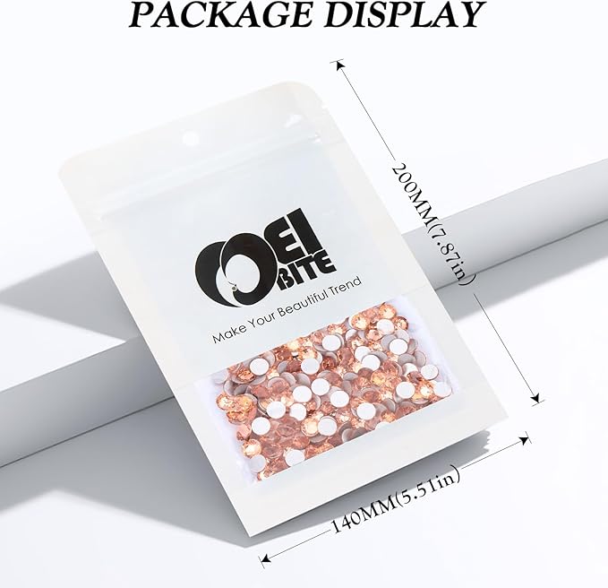 Meibite Champagne Flatback Rhinestones, Glass Rhinestones for Nail Art and Craft, Glue Fix, Loose Crystal Gemstones(Champagne, SS16, 2880pcs, 3.8-4.0mm)