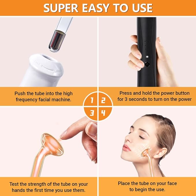 Wireless Lift Wand Professional High Frequency Facial Wand Machine Includes 4 Electrodes,Therapy Wand - Xenon Gas Diminish Wrinkles, Scars, Dark Circles, Breakthrough Device for Beauty (White)