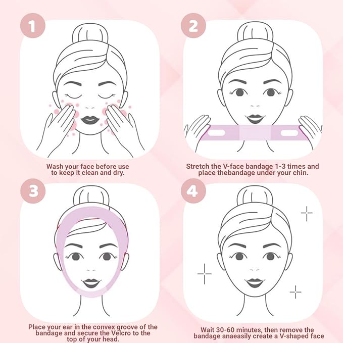 ROWMATE V Line Lifting Mask Chin strap for sleeping, V Line Lifting Mask for Women,Jaw Exerciser，Medium,Purple